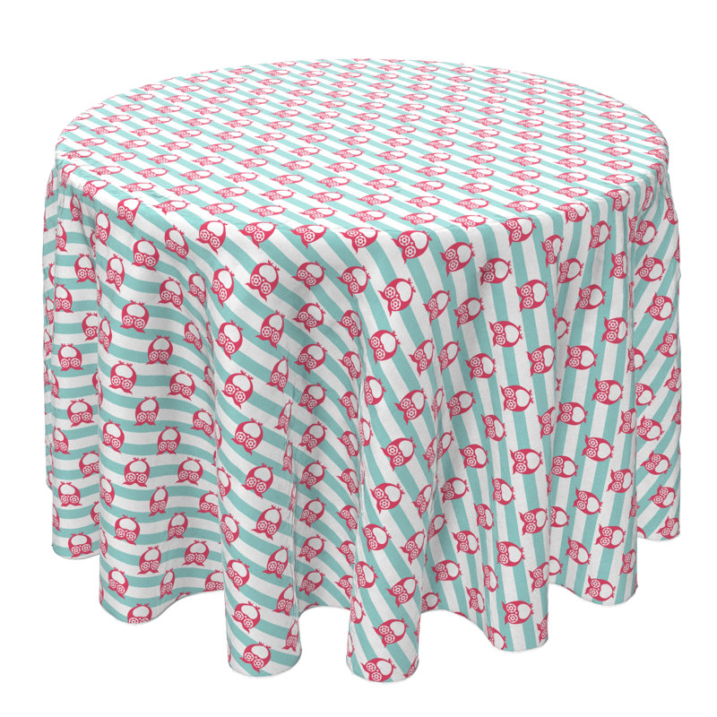 Round Striped Cotton Twill Tablecloth