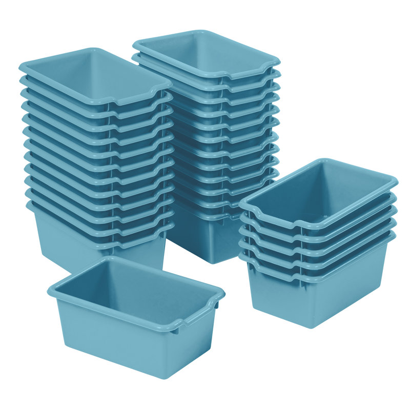 ECR4Kids Scoop Front Storage Bin, Multipurpose Organization, 30-Piece, Turquoise