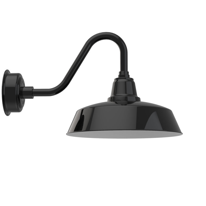 Luminaire de grange d’extérieur à del Vandervliet, H 14,13 po x l 16 po x P 24,25 po, Noir