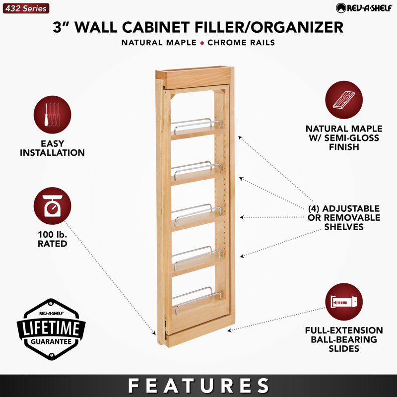 Organisateur de rangement mural Rev-A-Shelf , H 36 po x l 3 po x P 11,13 po