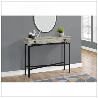 Table d'appoint, console, vestibule, étroit, canapé, tiroir de rangement, salon, chambre à coucher, stratifié gris, métal, contemporain, moderne