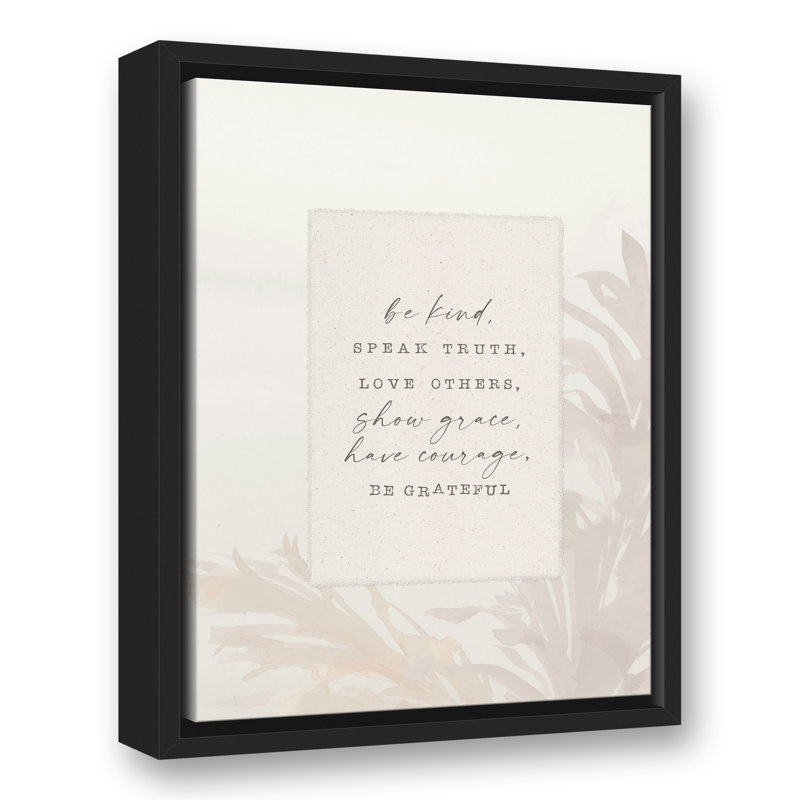 «Be Kind», reproduction encadrée sur toile, H 17,75 po x l 13,75 po x P 1,75 po