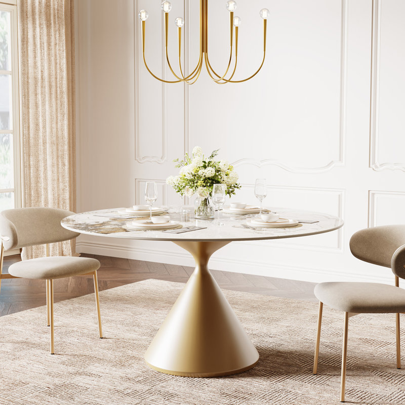  Table de salle à manger Suzzie, Glossy Pandora, Laiton antique