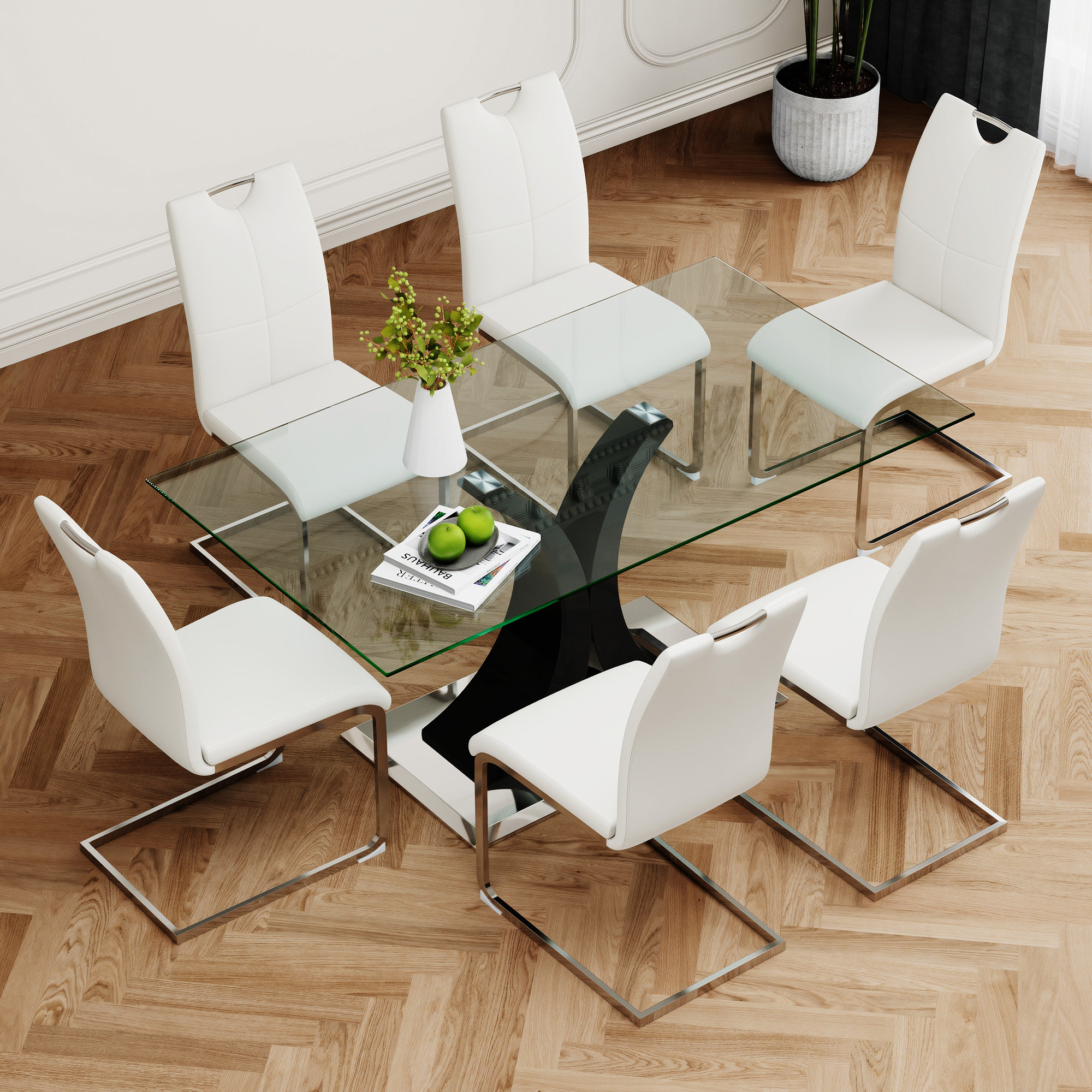 Brayden Studio® Modern Style Glass Dining Table,Glass Top,dinning table