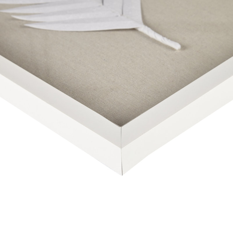 Off-White Framed Rice Paper Palm Leaves Shadowbox Set