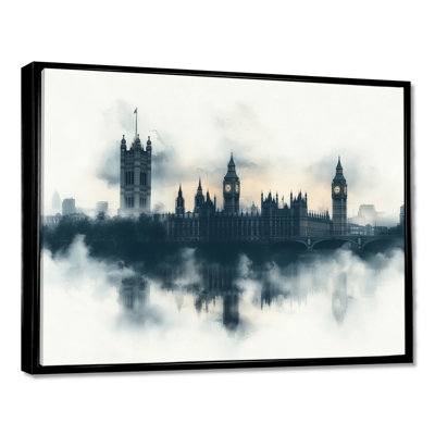 London Skyline Wall Art, Foggy City Canvas, London Foggy Morning Skyline
