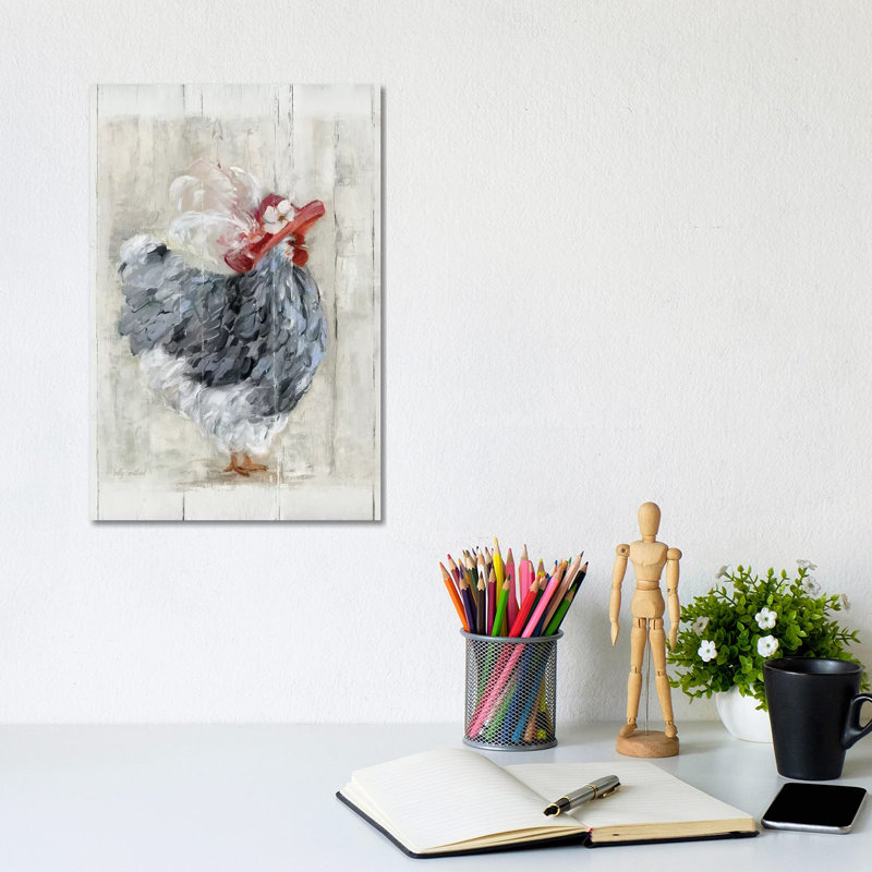 «Sunday Best Hen» par Sally Swatland - reproduction d'art, H 12 po x l 8 po x P 0,75 po, Toile tendue, Aucun mat