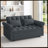 Loveseats Sofa Bed With Pull-Out Bed,Adjsutable Back-DARK GREY