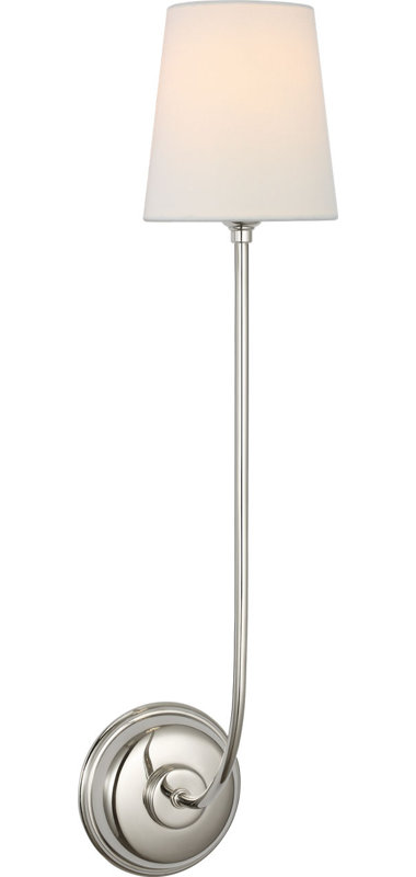 Vendome 26" Single Sconce with Linen Shade, Polished Nickel