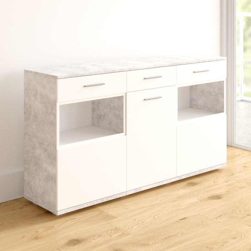 Renee 154 Cm Wide One Drawer Sideboard, Grey/White