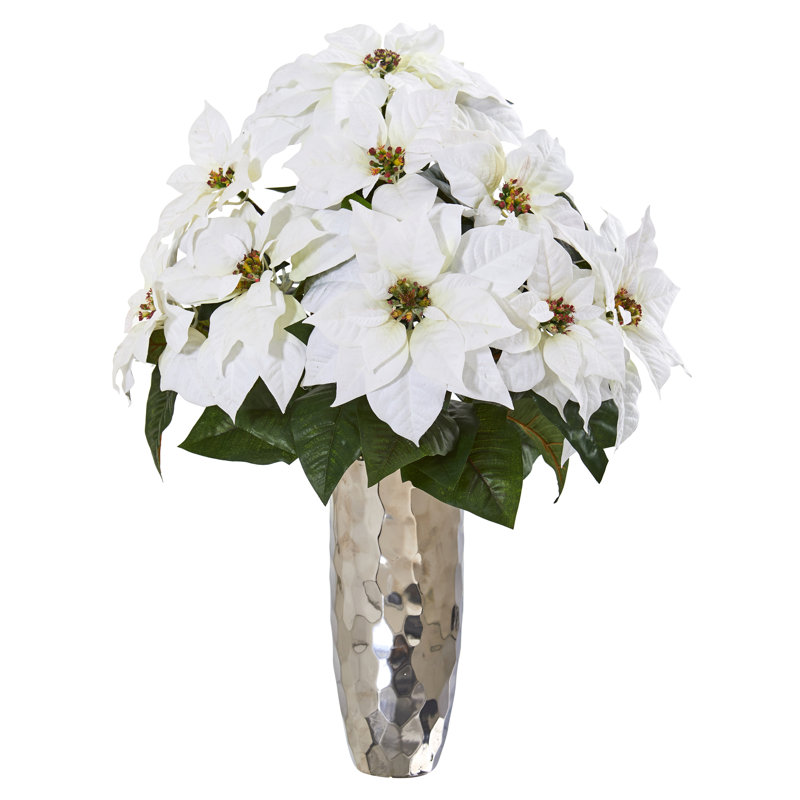 Arrangement floral artificiel poinsettia à vase