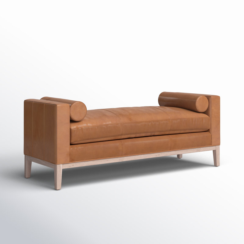 Banc en cuir véritable, H 24,5 po x l 63 po x P 21,5 po