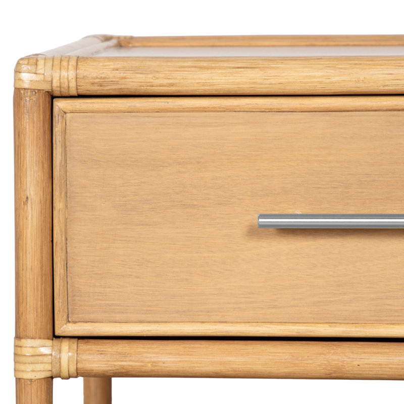 Olivia Collection 1 - Drawer Rattan Nightstand, Natural
