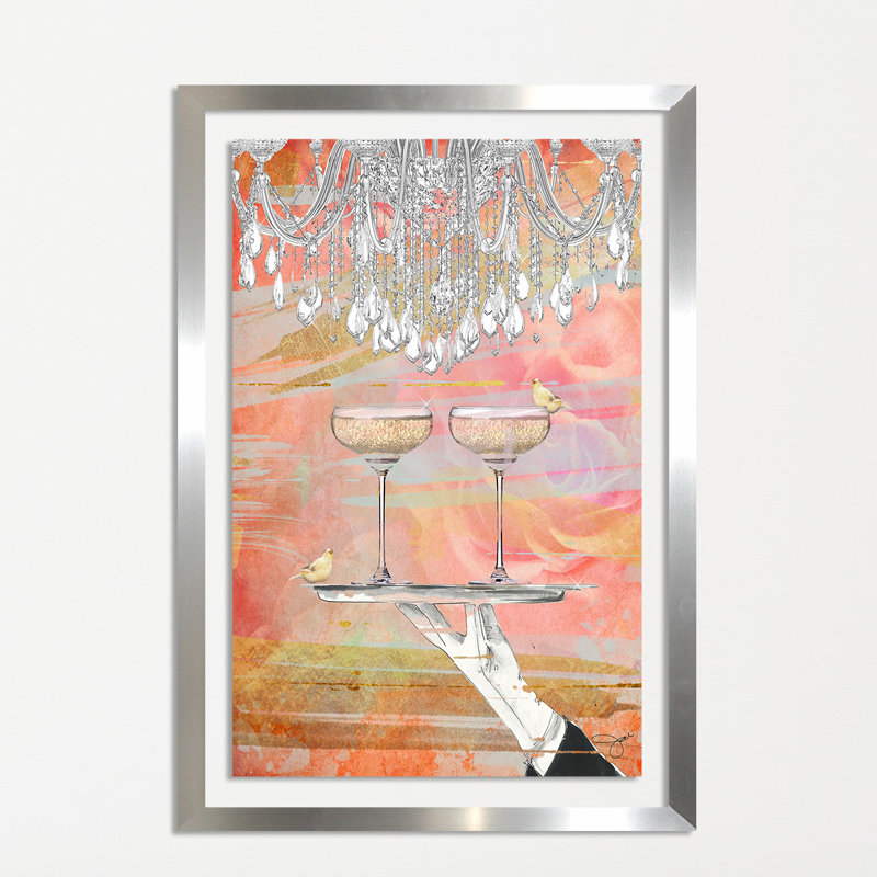 «Cheers Peach», reproduction, H 39,5 po x l 27,5 po x P 0,75 po, Acrylique avec cadre argent