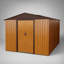 Remise de rangement extérieure durable en métal 8 pi x 10 pi avec base en acier galvanisé et conception résistante aux intempéries, café