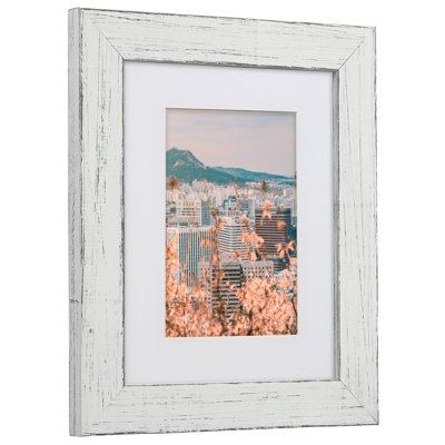 Montreuil White Solid Wood Matte Picture Frame with Mat