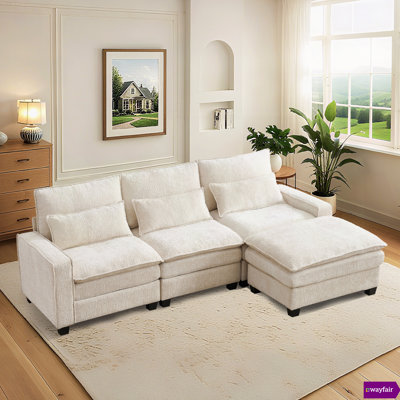 Bodhild Modular Chenille Sectional, with USB Port,Coffee Table And Center Console.