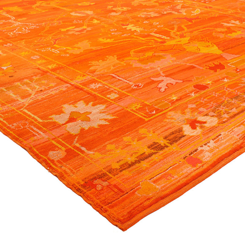 Orange Vintage Traditional Wool Rug - 10'4" x 13'3"