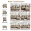 Canapé d'angle modulaire à compression, canapé en chenille camel avec pouf, intérieur moderne