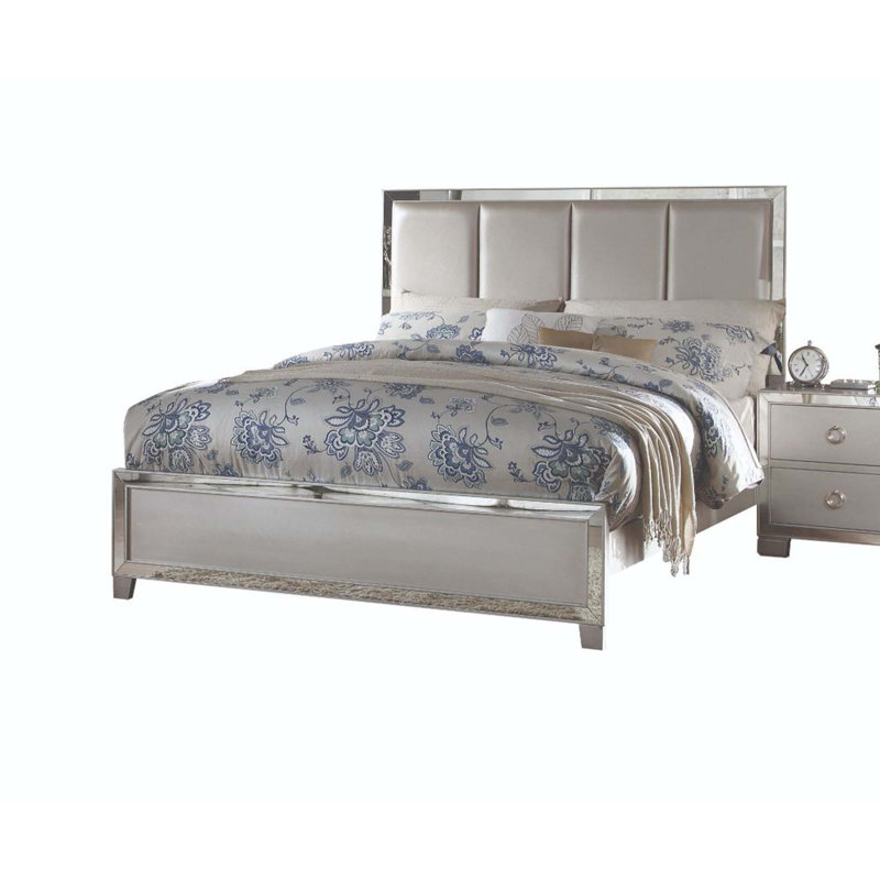 Lit simple tapissier Barretti, Platinum, Grand