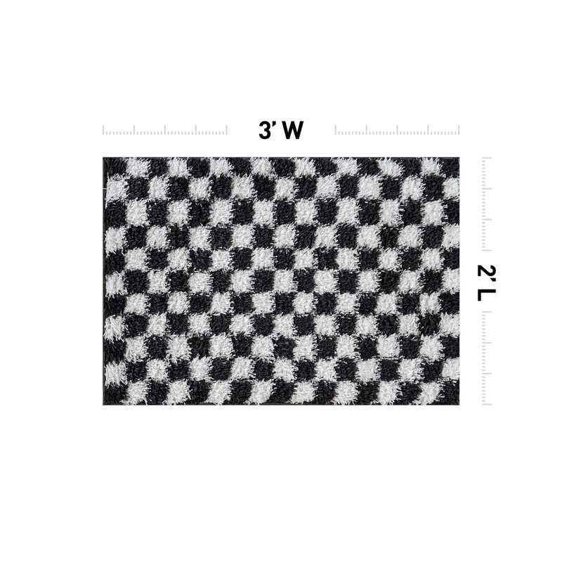 Block Pattern Shag Rug – Anthracite Dark Gray – Medium Pile, Durable & Easy To Maintain, Rectangle 2' x 3'