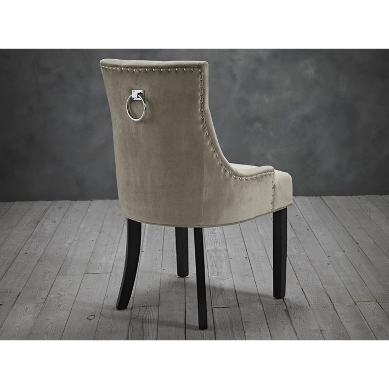 Chaise d'appoint en velours capitonné Ellzey, Beige