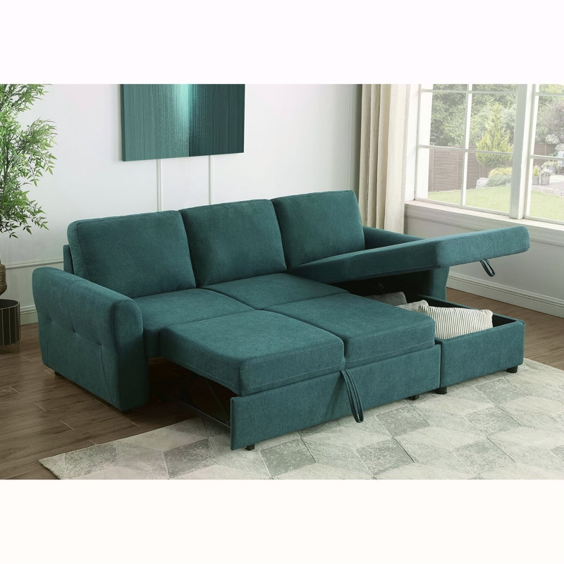 Canapé-lit modulaire Kenna, Tissu bleu sarcelle
