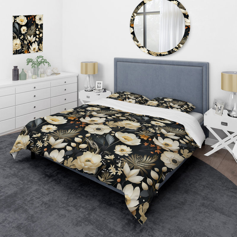 Modern Florals - Plants Duvet Cover Set - Microfiber Polyester, King Duvet Cover + 2 King Shams
