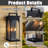 2-light H19” Outdoor Wall Lantern Large Black Exterior Wall Light With Clear Tempered Glass And Dusk To Dawn Sensor For Front Door, Garage & Entryway
