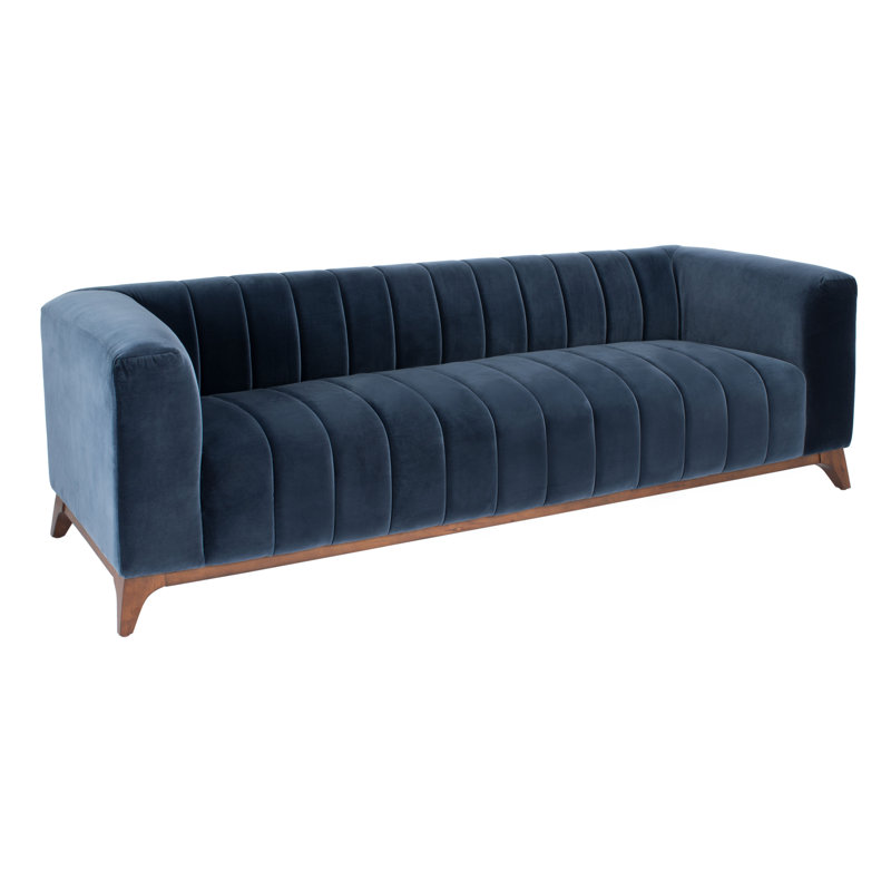 Canapé rembourré 91 po Cameron, Velours bleu marine
