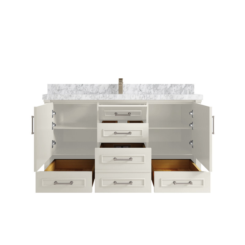 Meuble-lavabo simple 60 po avec plateau en marbre Aberdeen