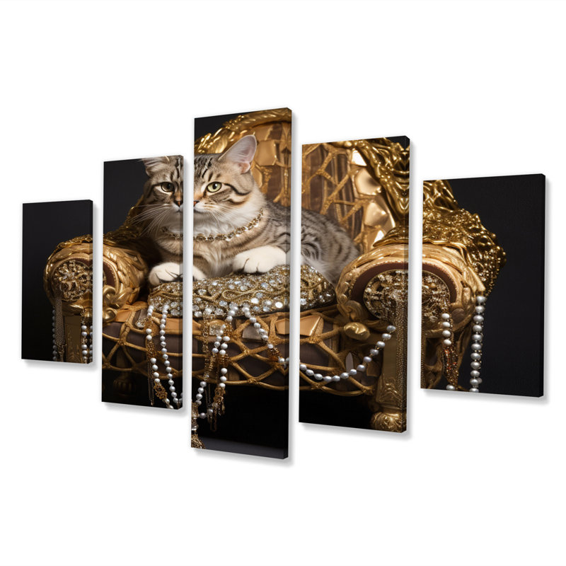 Gangsta Glam Cool Cat - Art animalier sur toile, 5 panneaux