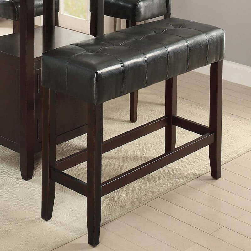 Banc rembourré en similicuir, Similicuir noir