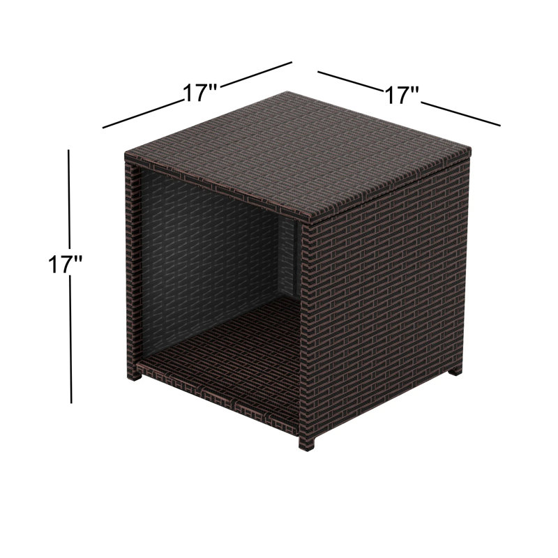 Square Outdoor Side Table , 17'' in. W 17'' in. D, Chocolate
