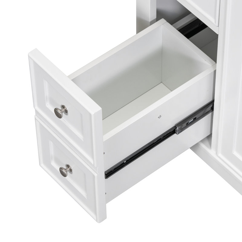 Meuble-lavabo 36 po sans lavabo, base d'armoire seulement, une armoire et six tiroirs, blanc