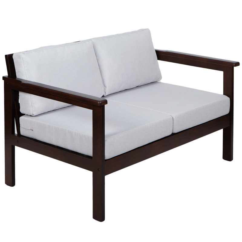 Jaquaisha 113cm Wide Pine Garden Sofa with Cushions, Black, Platinum