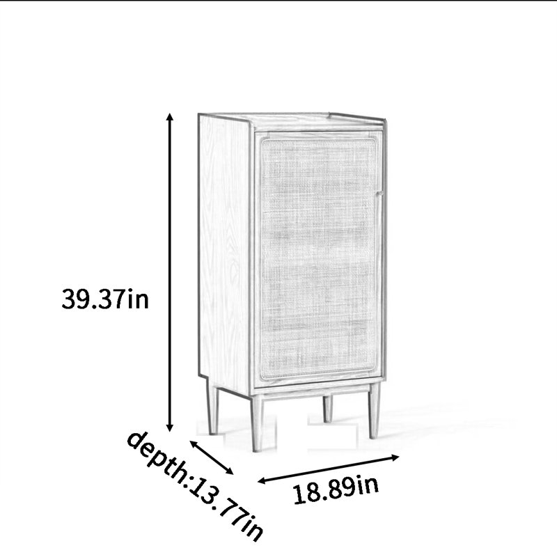 Armoire à chaussures en rotin de bois massif, Jaune