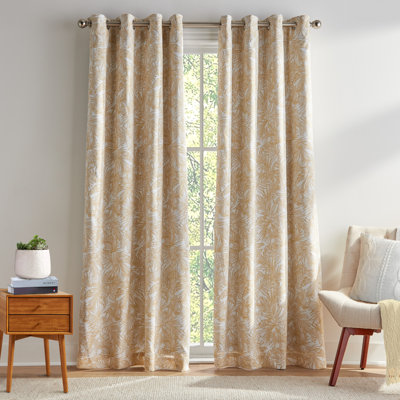 Tropical Floral Light Filtering Thermal Grommet Curtain Panel Pair (Set of 2)