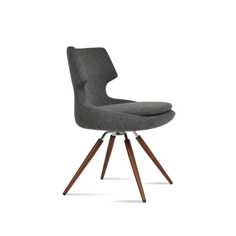 Chaise d'appoint pivotante carotte Patara, Gris foncé, Noyer