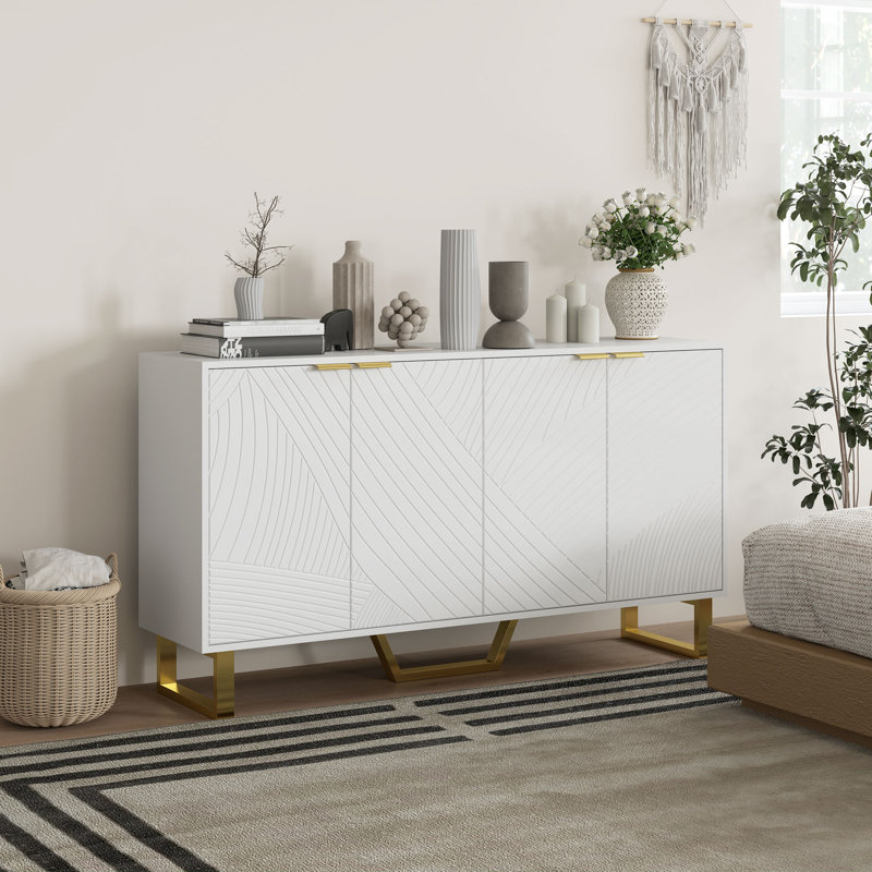 Buffet avec tablettes réglables, armoire moderne, blanc