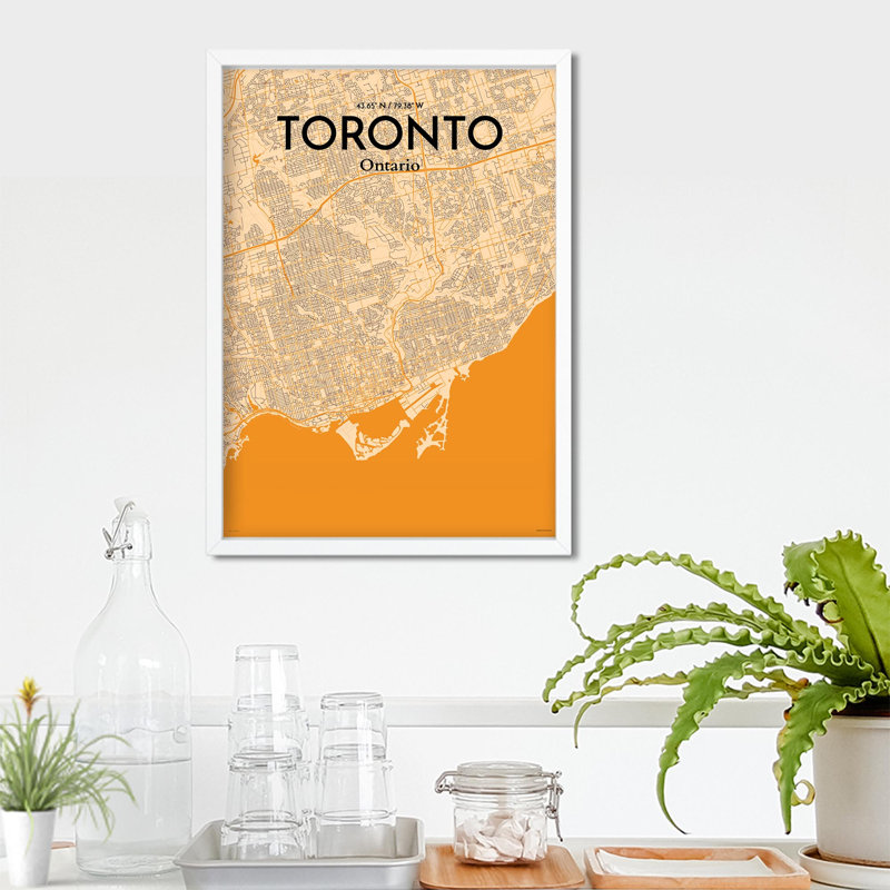 «Toronto City Map», impression rétro, H 27,6 po x l 19,7 po