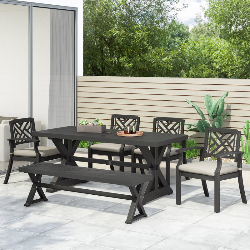 Lizotte 6 - Person Rectangular Outdoor Dining Set