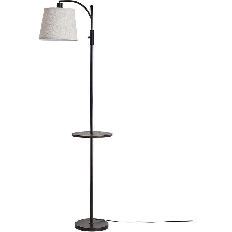 Lampe sur pied avec interrupteur rotatif et table, Noir