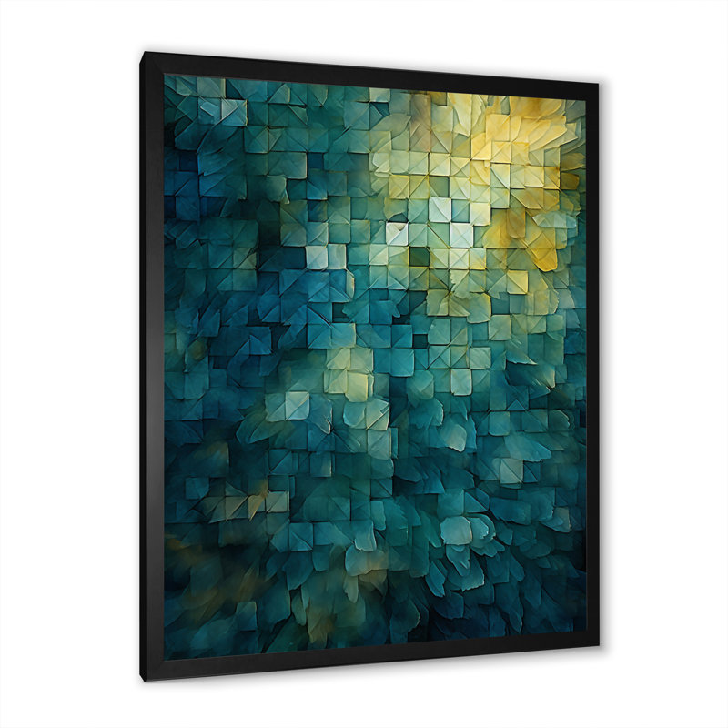 «California Sunshine Retro Abstract Turquoise I», reproduction sur toile, H 40 po x l 30 po x P 1,5 po, Cadre simple noir