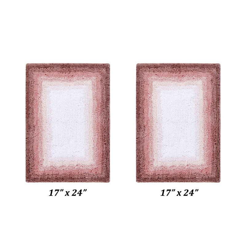 Ensemble de tapis pour salle de bain 100% coton 1615 g / m² Torrent, 2 pièces (17 po x 24 po | 17 po x 24 po), Rose
