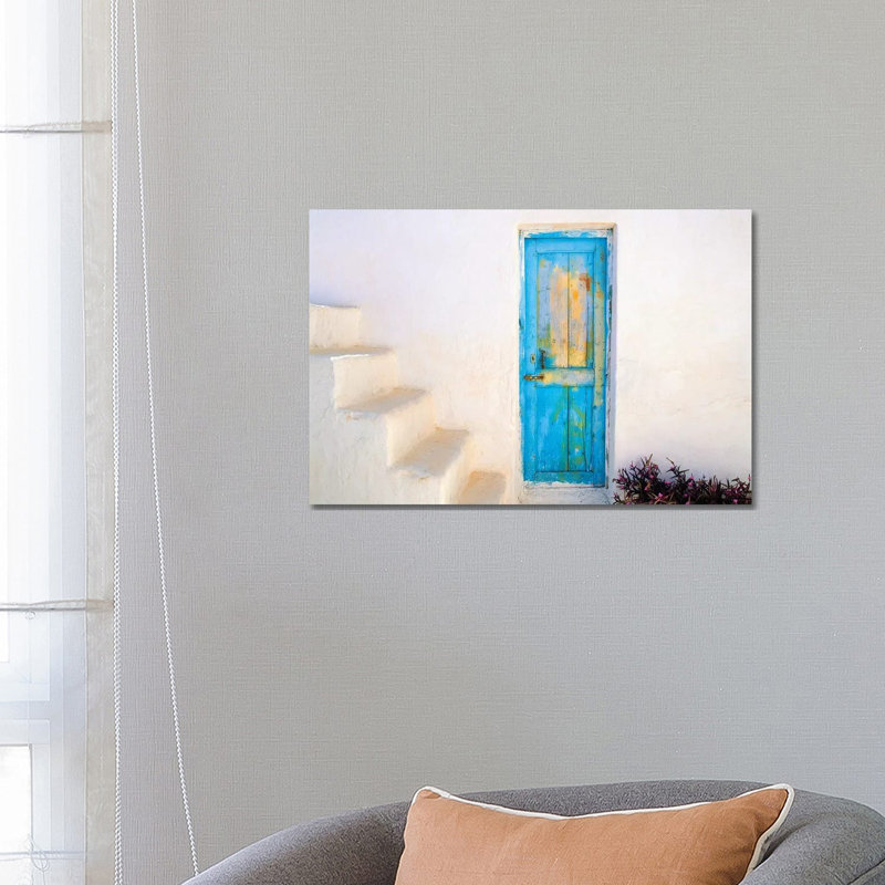 Greece, Nissyros. Weathered Door And Stairway. by Jaynes Gallery - Wrapped Canvas Gallery-Wrapped Canvas Giclée
