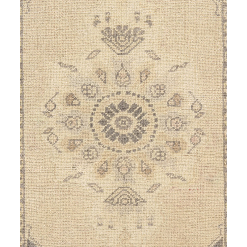 One-of-a-Kind 1'10 X 3'10 1950s Wool Area Rug Tan