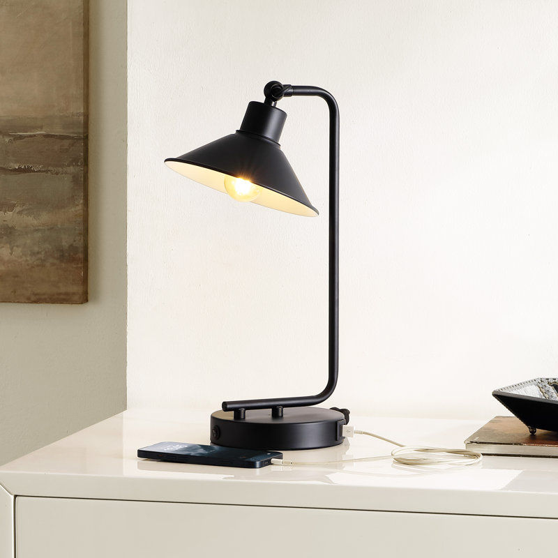 NADAV BLACK, IRON TABLE LAMP W/ USB PORT