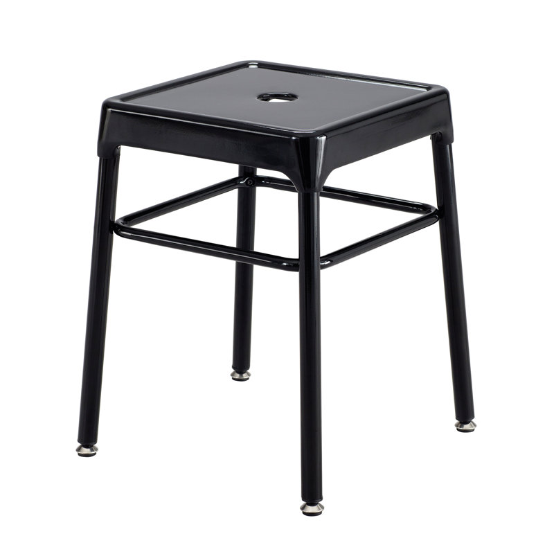 Black Metal Backless 18" Stool with Foot Ring