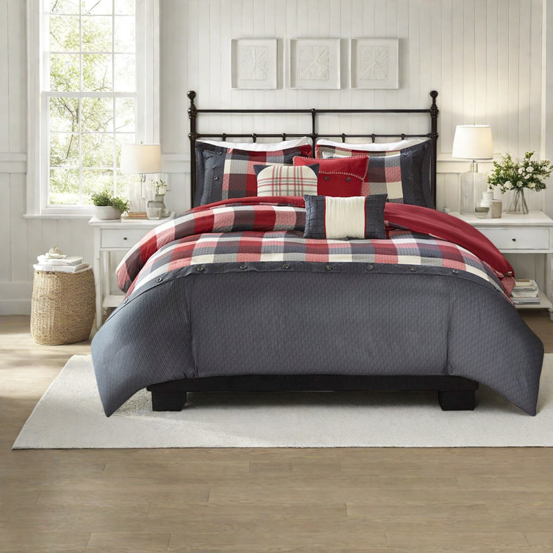 Farmhouse Style Polyester Herringbone Bedding Set For Cozy Bedroom